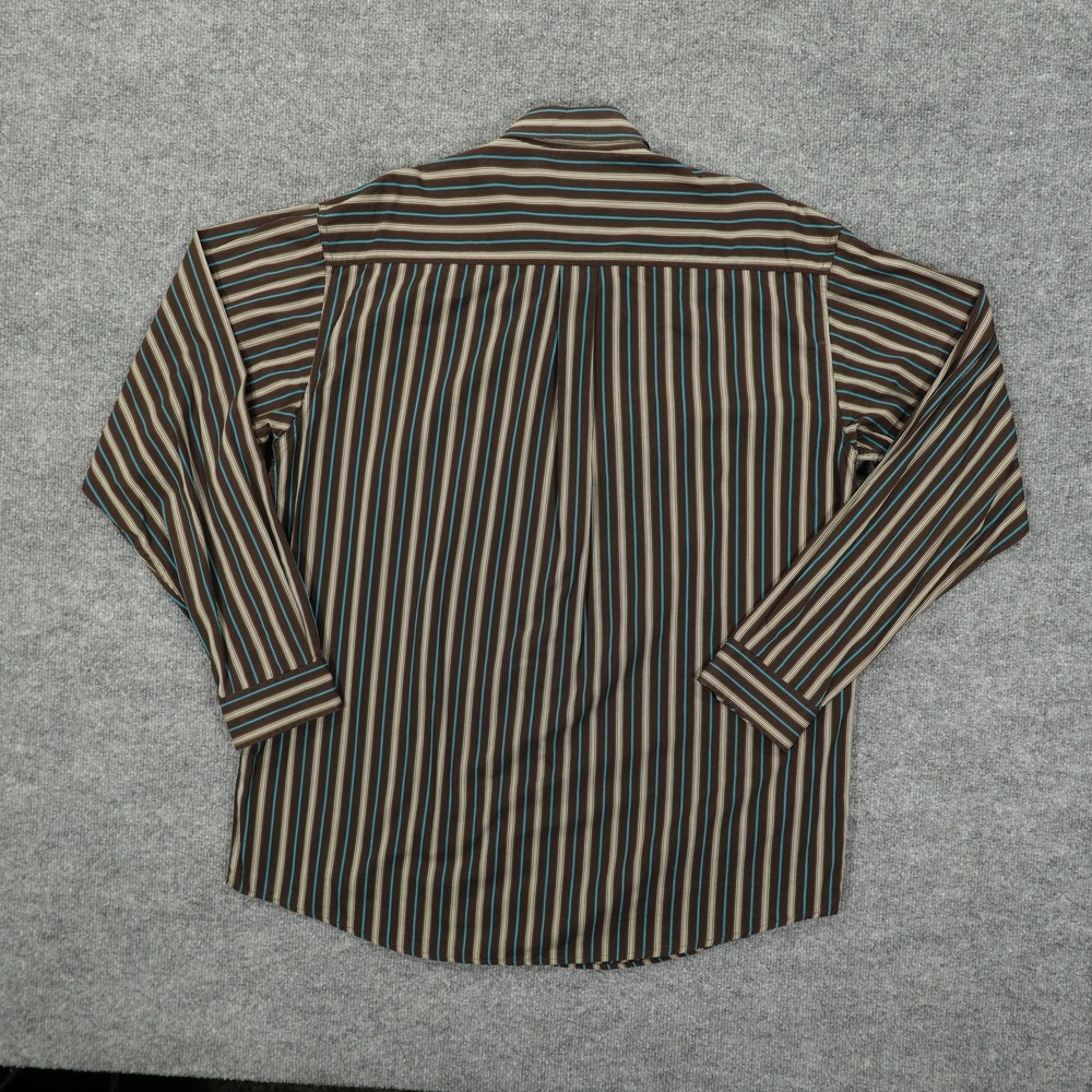 Cinch Shirt Mens Large Brown Blue Striped Western Button Front Cotton Casual - Picture 5 of 8